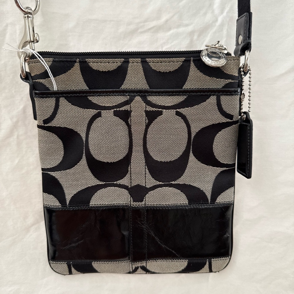 Coach Monogram Black and Cream Crossbody Bag